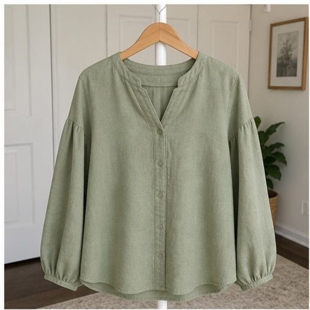 Sage Button Blouse